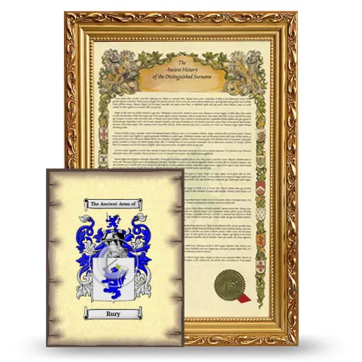 Rury Framed History and Coat of Arms Print - Gold