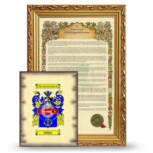 Sablan Framed History and Coat of Arms Print - Gold