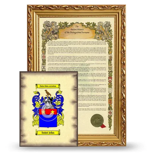 Saint john Framed History and Coat of Arms Print - Gold