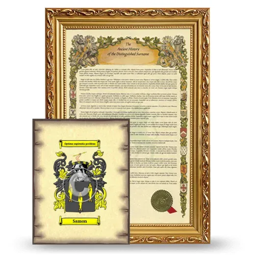 Samon Framed History and Coat of Arms Print - Gold