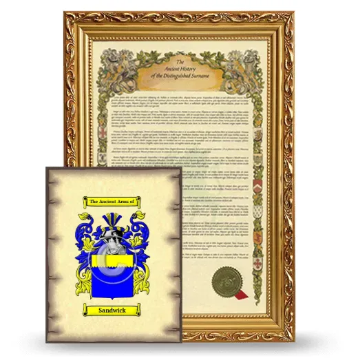 Sandwick Framed History and Coat of Arms Print - Gold