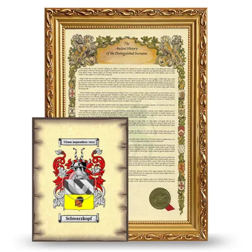 Schwarzkopf Framed History and Coat of Arms Print - Gold