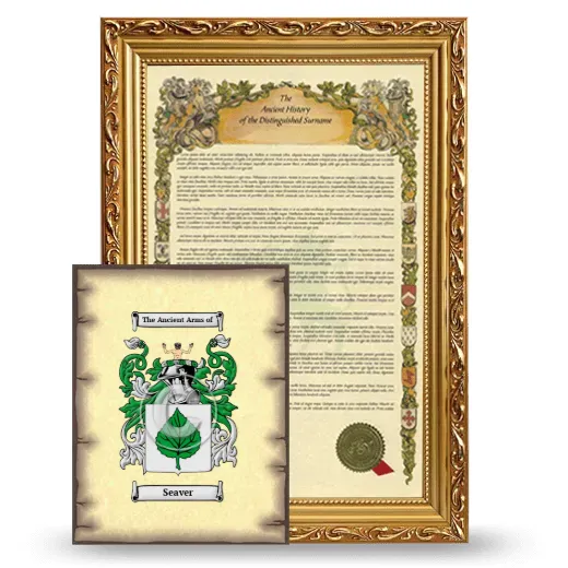 Seaver Framed History and Coat of Arms Print - Gold