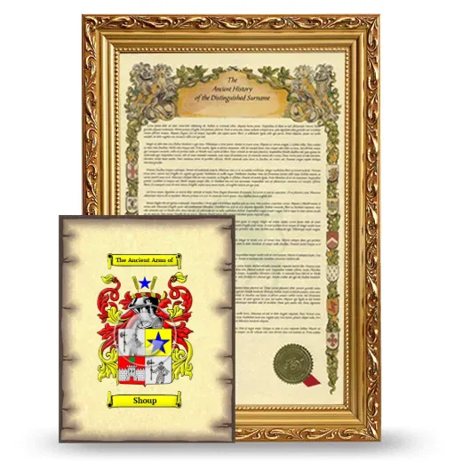 Shoup Framed History and Coat of Arms Print - Gold