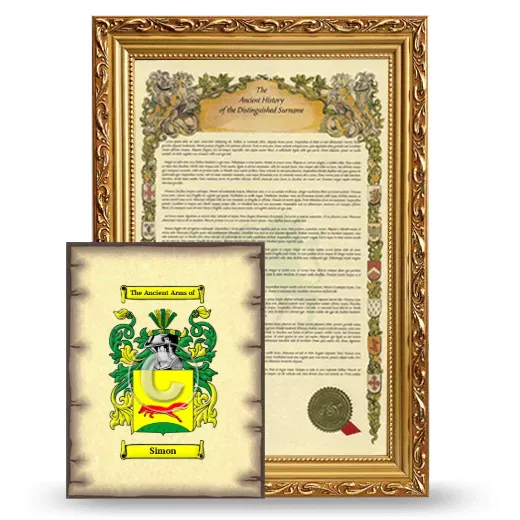 Simon Framed History and Coat of Arms Print - Gold