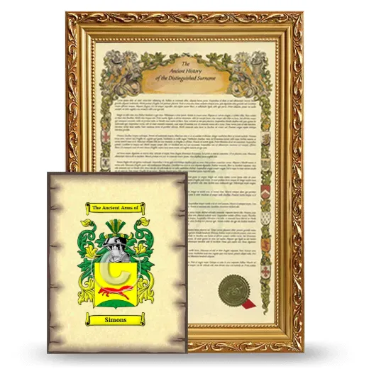 Simons Framed History and Coat of Arms Print - Gold