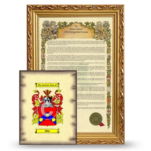 Sins Framed History and Coat of Arms Print - Gold