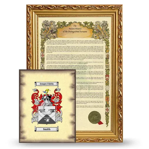 Smith Framed History and Coat of Arms Print - Gold