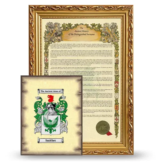 Smither Framed History and Coat of Arms Print - Gold
