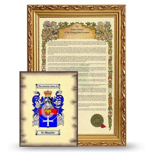 St-Maurice Framed History and Coat of Arms Print - Gold