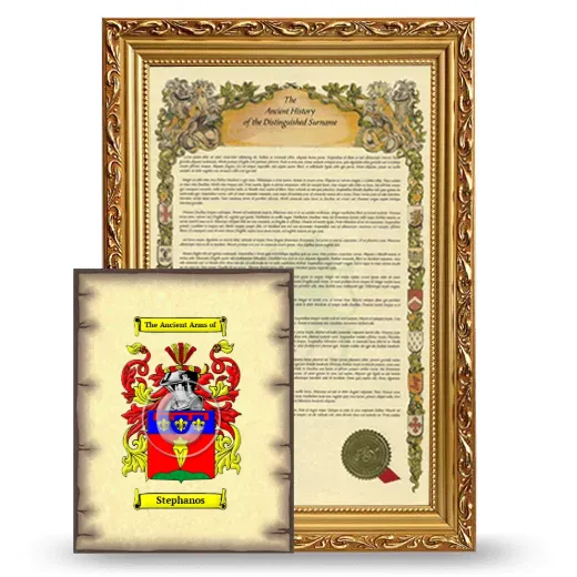 Stephanos Framed History and Coat of Arms Print - Gold