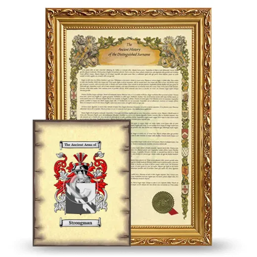 Strongman Framed History and Coat of Arms Print - Gold