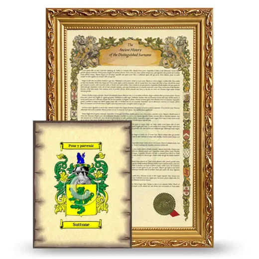Suttone Framed History and Coat of Arms Print - Gold