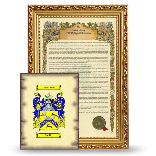 Swifty Framed History and Coat of Arms Print - Gold