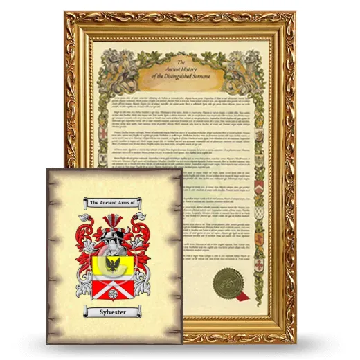 Sylvester Framed History and Coat of Arms Print - Gold