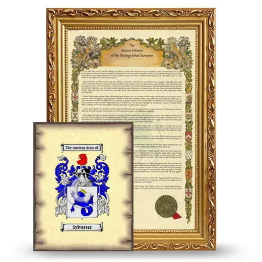 Sylvester Framed History and Coat of Arms Print - Gold