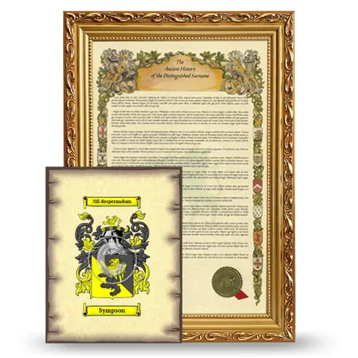 Sympson Framed History and Coat of Arms Print - Gold