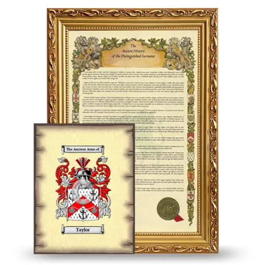 Taylor Framed History and Coat of Arms Print - Gold