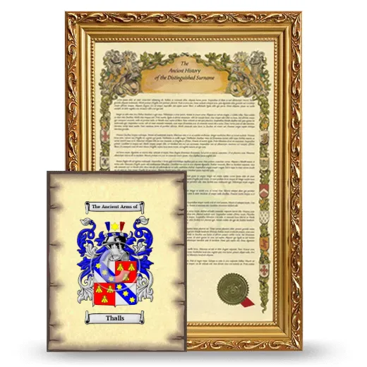 Thalls Framed History and Coat of Arms Print - Gold