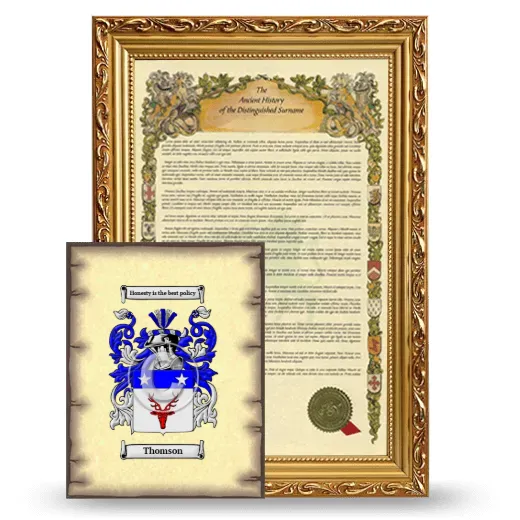Thomson Framed History and Coat of Arms Print - Gold