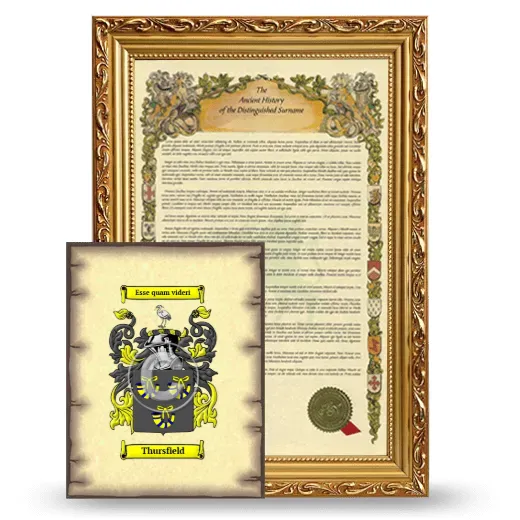 Thursfield Framed History and Coat of Arms Print - Gold