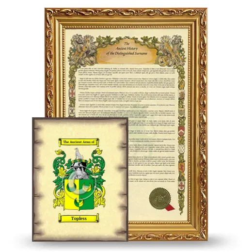 Topless Framed History and Coat of Arms Print - Gold