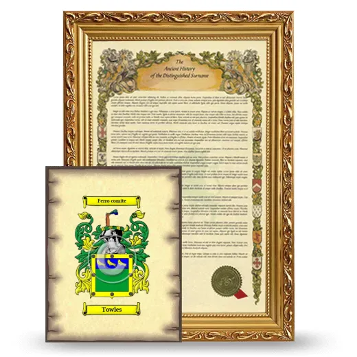 Towles Framed History and Coat of Arms Print - Gold