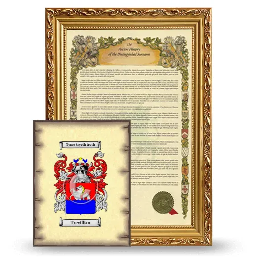 Trevillian Framed History and Coat of Arms Print - Gold