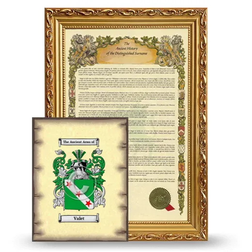 Valet Framed History and Coat of Arms Print - Gold