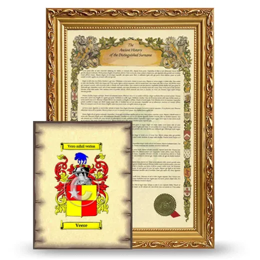 Veere Framed History and Coat of Arms Print - Gold