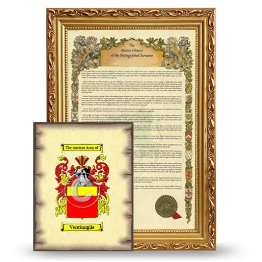 Ventimiglia Framed History and Coat of Arms Print - Gold