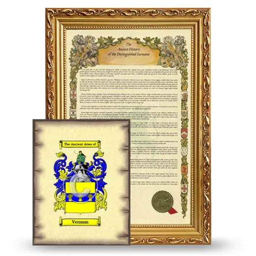 Vernum Framed History and Coat of Arms Print - Gold