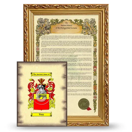 Very Framed History and Coat of Arms Print - Gold
