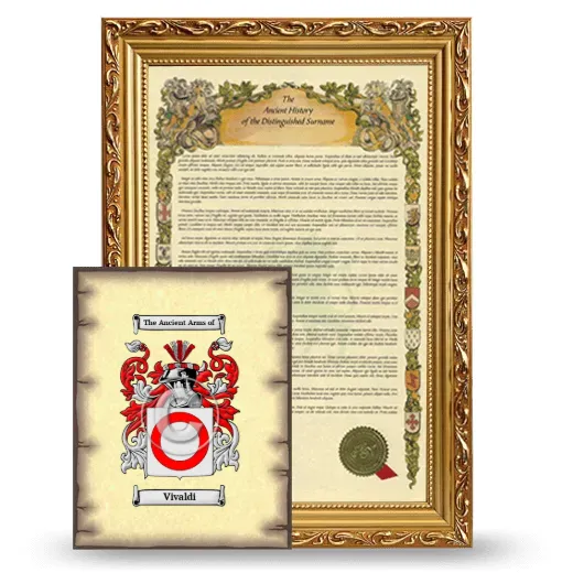 Vivaldi Framed History and Coat of Arms Print - Gold