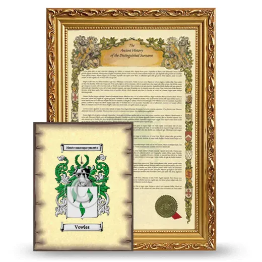 Vowles Framed History and Coat of Arms Print - Gold