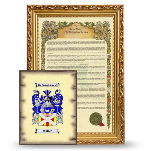 Walker Framed History and Coat of Arms Print - Gold