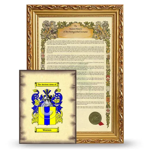 Waters Framed History and Coat of Arms Print - Gold