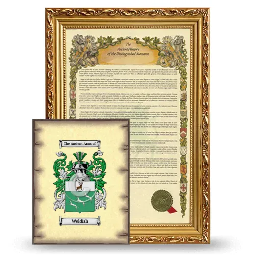 Weldish Framed History and Coat of Arms Print - Gold