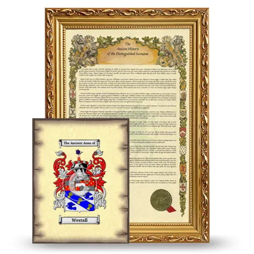 Westall Framed History and Coat of Arms Print - Gold
