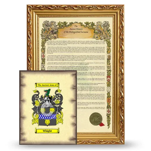 Whight Framed History and Coat of Arms Print - Gold