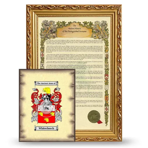 Whitechurch Framed History and Coat of Arms Print - Gold