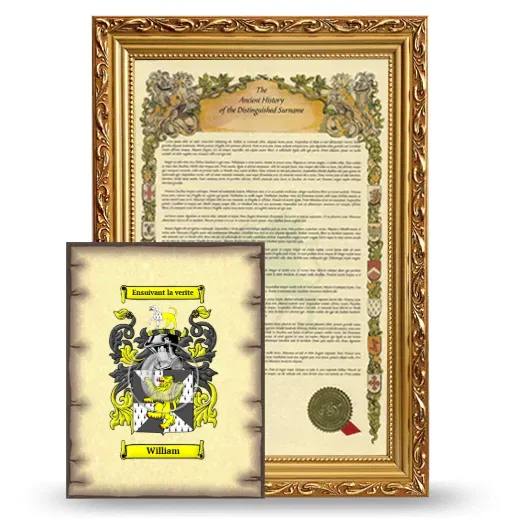 William Framed History and Coat of Arms Print - Gold