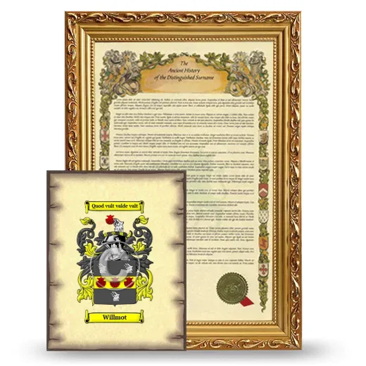 Willmot Framed History and Coat of Arms Print - Gold
