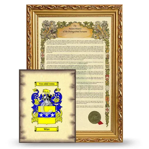 Wire Framed History and Coat of Arms Print - Gold