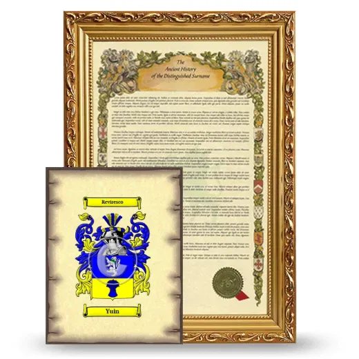 Yuin Framed History and Coat of Arms Print - Gold