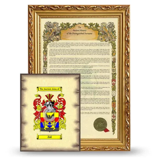 Zol Framed History and Coat of Arms Print - Gold