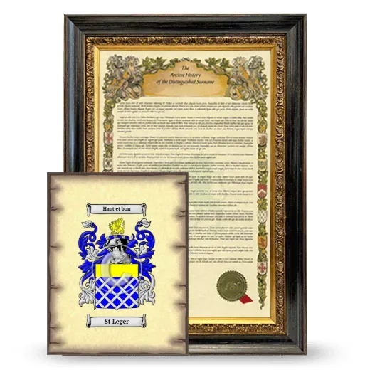St Leger Framed History and Coat of Arms Print - Heirloom