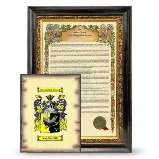 Van Der bilt Framed History and Coat of Arms Print - Heirloom