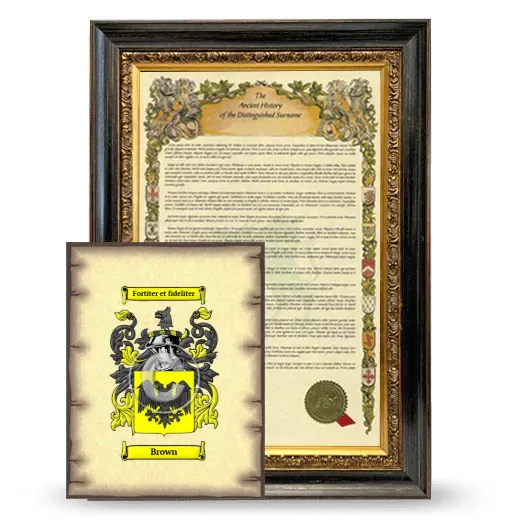 Brown Framed History and Coat of Arms Print - Heirloom