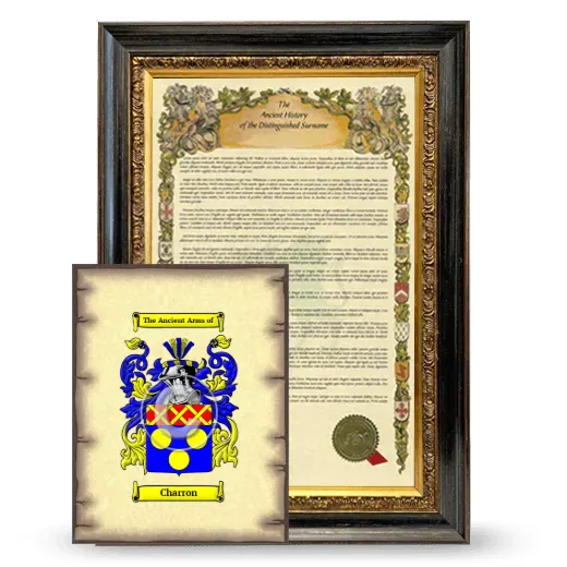 Charron Framed History and Coat of Arms Print - Heirloom